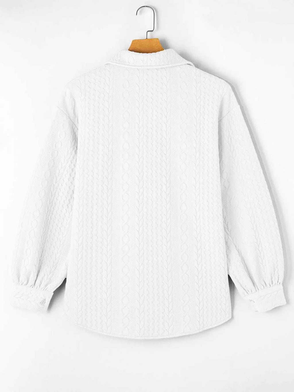 Cable Texture Puff Sleeve Loose Shacket 4066829f28f941b9b713b7609d1f9c43-Max-Origin