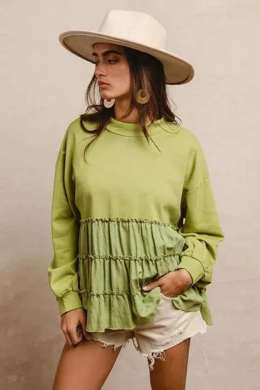 BiBi French Terry and Woven Mixed Tiered Top 406a8fe4-3adf-4513-a9dd-68fa92ba748f-Max-Origin