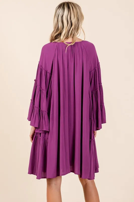Mittoshop Frill Tie Neck Bell Sleeve Dress 40779ef0-13ed-4c0e-8099-c6c5678f8b19-Max