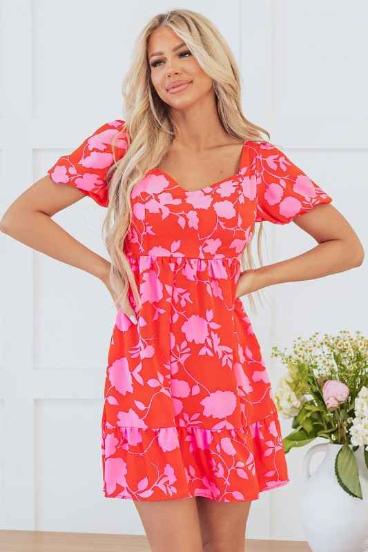 Kayla Floral Sweetheart Neck Dress 407a87ae-2d78-472b-be21-0e7b0ef24f5a