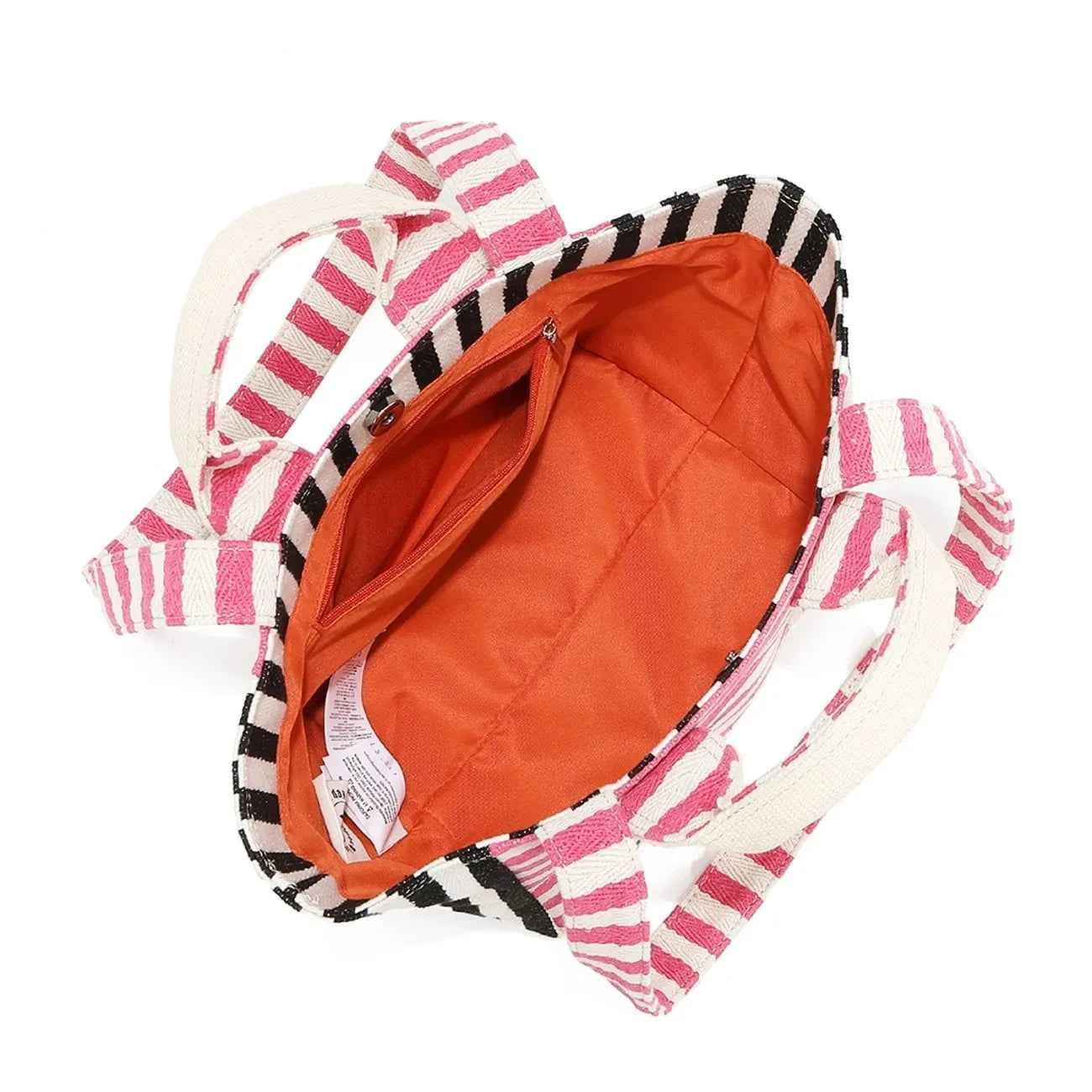 Nicole Lee USA Letter Striped Tote Bag 4080ddf4-d07a-47e9-9ed6-03e506640f2b-Max-Origin