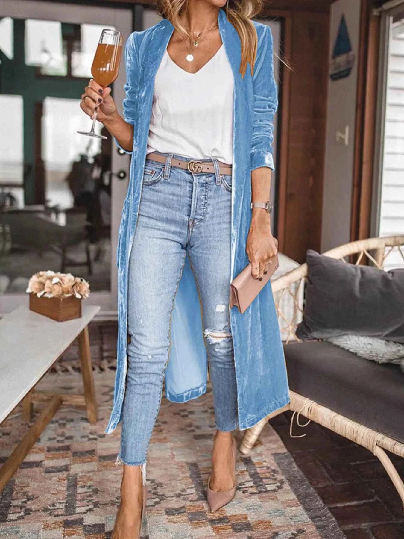 Open Front Long Sleeve Longline Cardigan Light Blue 4082f14f8fca44f9a7f493d8a9ef9d84-Max-Origin