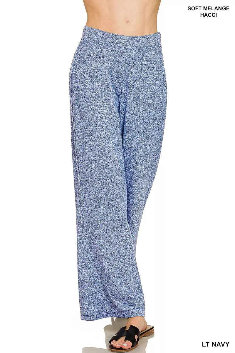 Zenana Soft Elastic Waisted Flare Pants LT NAVY 40861f8d-eda0-4463-aadb-b6ad0733654d-Max-Origin