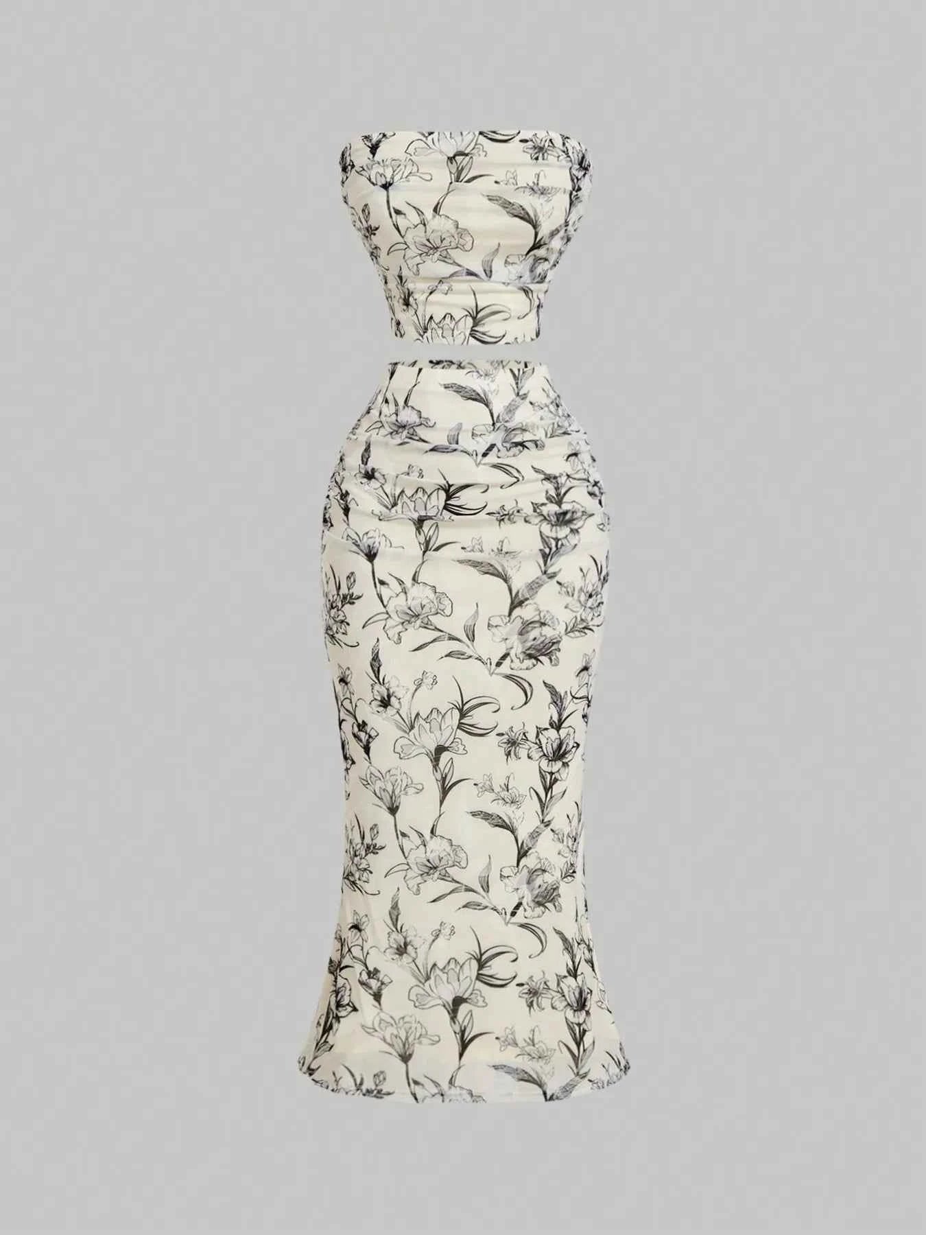 Printed Tube Top and Skirt Set Color 408b33a0809348f59a13761651533b65-Max-Origin