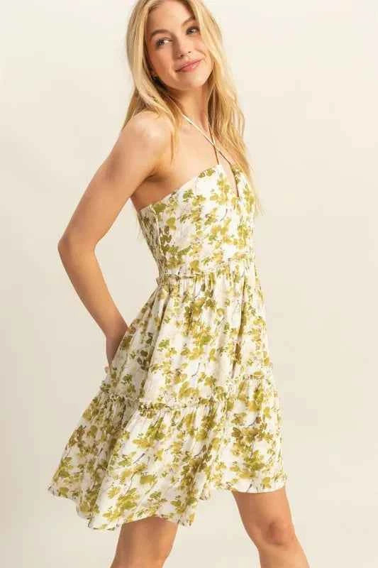 HYFVE Floral Print Halter Neck Tiered Mini Dress 408d3625-1c7f-46b1-b4c6-2a8447982996-Max-Origin