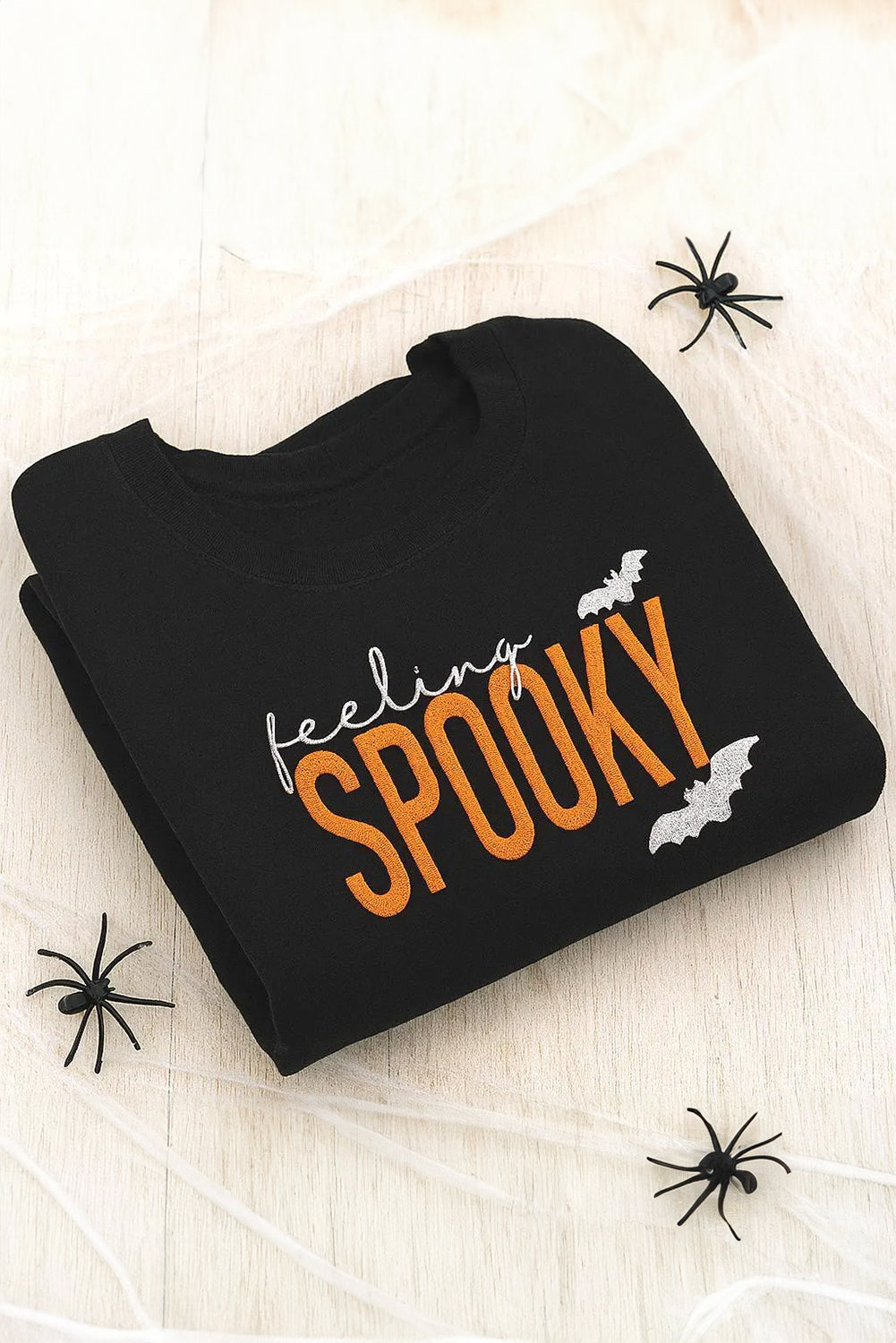 Black Feeling Spooky Halloween Embroidered Graphic Baggy Sweatshirt 4091396edc19cfb3