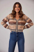 SO ME Textured Variegated Multi Color Cardigan CHARCOAL BROWN 40914a30-8388-4597-a2e0-27f9baa88947-Max-Origin