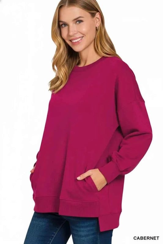 Fleece Hi-low Boyfriend Sweatshirts with Pockets 4091c955-f275-4d69-9500-f69cab6431ea-Max-Origin