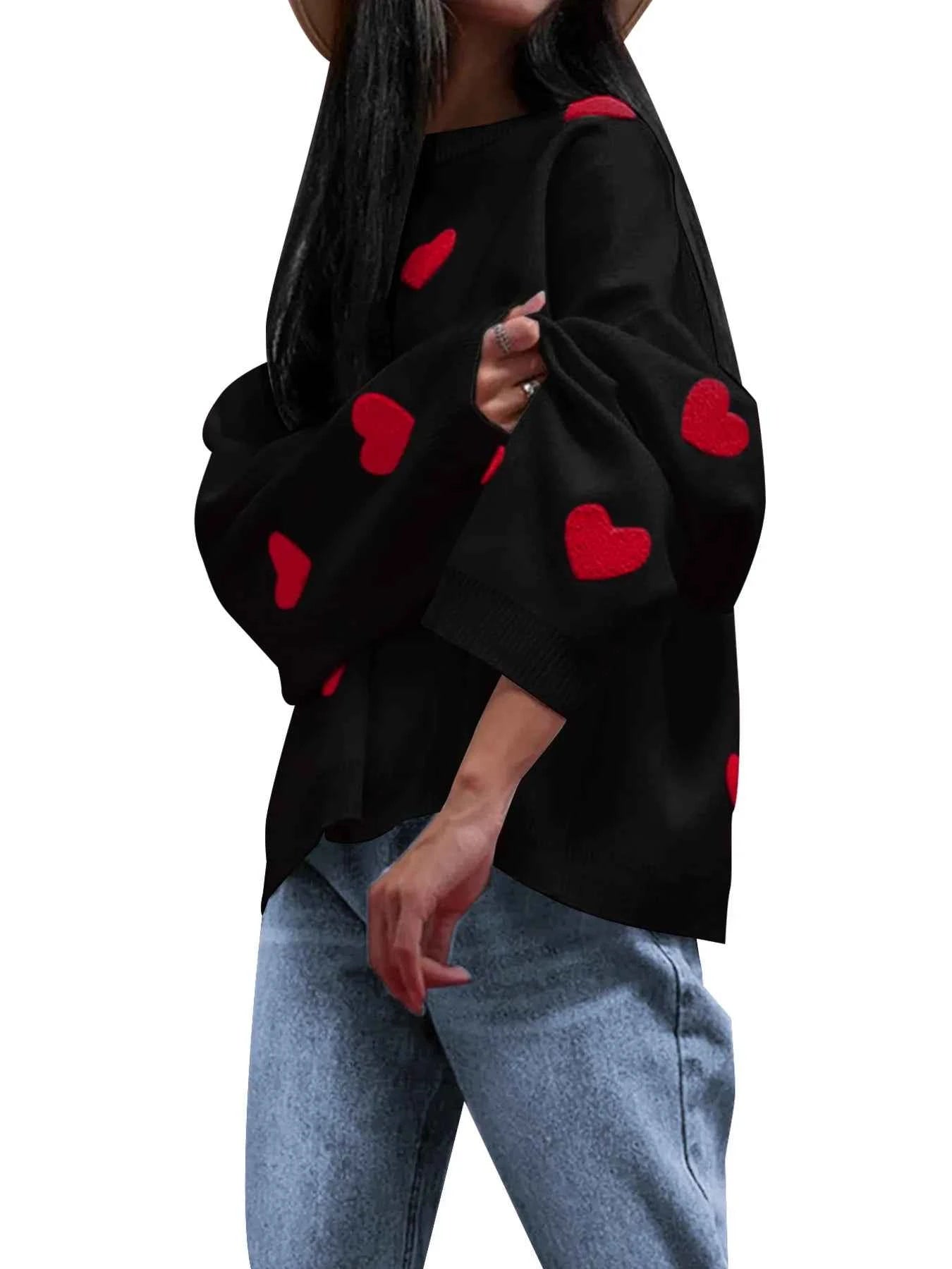 Heart Round Neck Long Sleeve Sweater 40af1945250c470daab160c211b909cf-Max-Origin