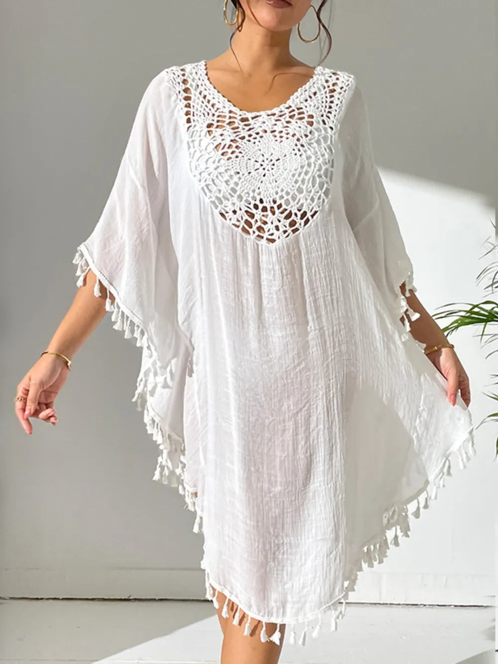 Tassel Cutout Scoop Neck Cover-Up Dress 40afb5d9-12db-4188-b5b7-8dc03620c00f-Max