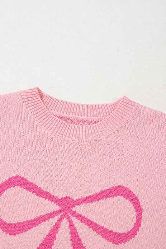Valentine Bow Long Sleeve Crewneck Sweater 40b30115-85f1-4126-8741-f1562443682f
