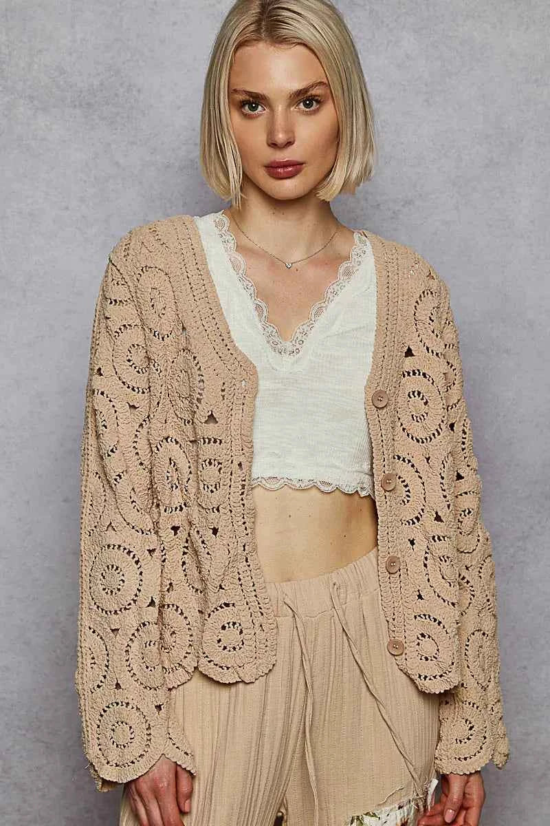 POL Button Down V-Neck Crochet Cardigan 40b6a7c5-6ba8-4858-9001-56f360e4ca02-Max-Origin