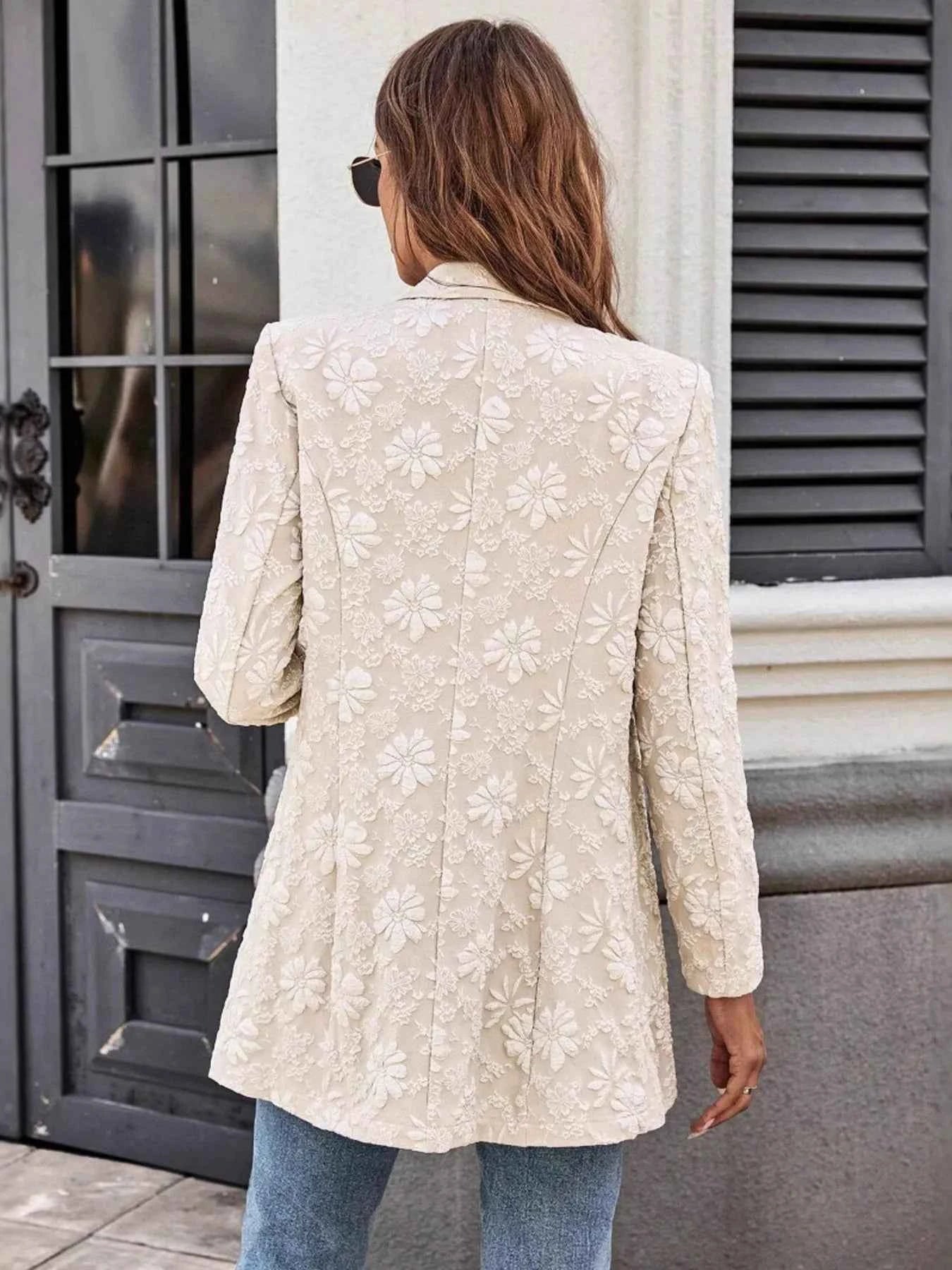 Floral Jacquard One Button Long Sleeve Blazer 40b8237b0e5f4d1cb1174d8addfdf0cf-Max-Origin