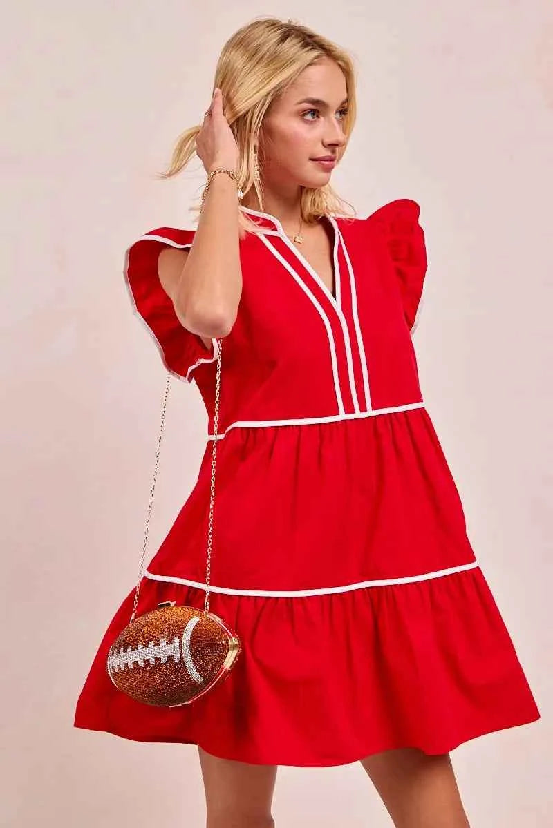 BiBi Gameday Theme Contrast Binding Ruffled Dress 40bb33bc9add4dd7b89fea9782bfc1e0-Max-Origin