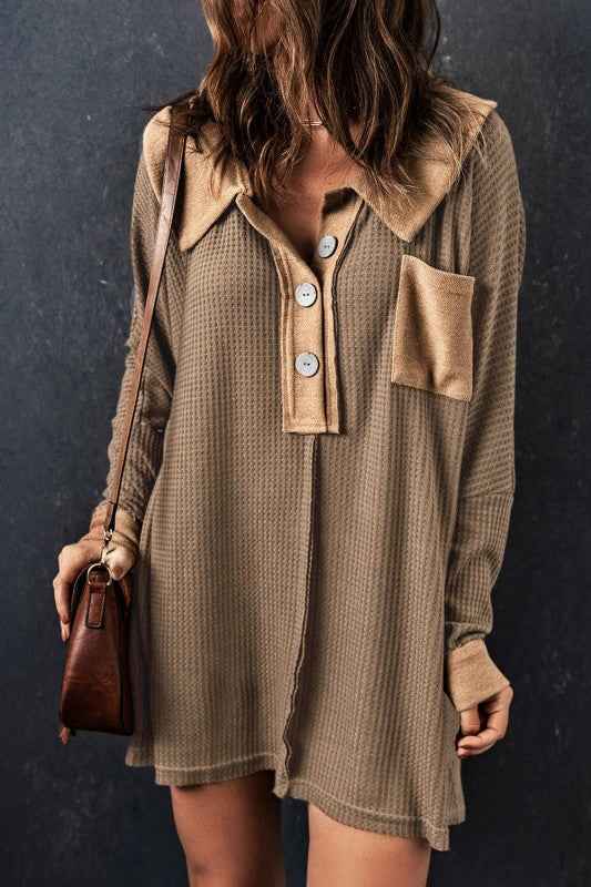 Bianca Waffle Knit Long Sleeve Top Brown 40be0ce3-8b85-4b31-a7bf-0085f86f26f4