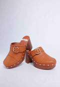 Septim Genuine Leather Studded Clog Heels Tan 40be9ae5-7723-464b-b304-f53b54016fa5