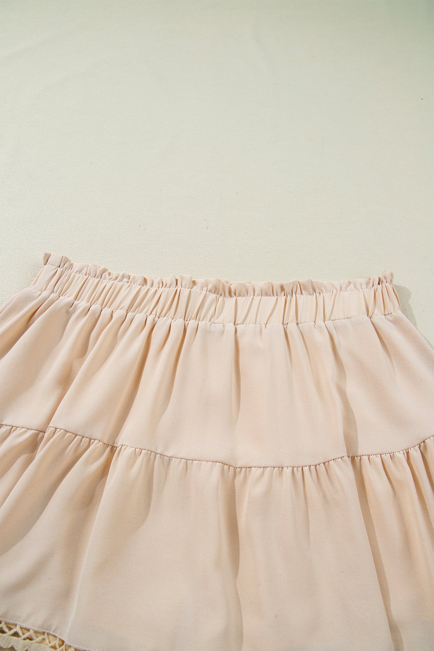 Parchment Plus Size Frilled Elastic Waist Lace Trim Boho Ruffled Shorts 40df2c6c8c1c6299