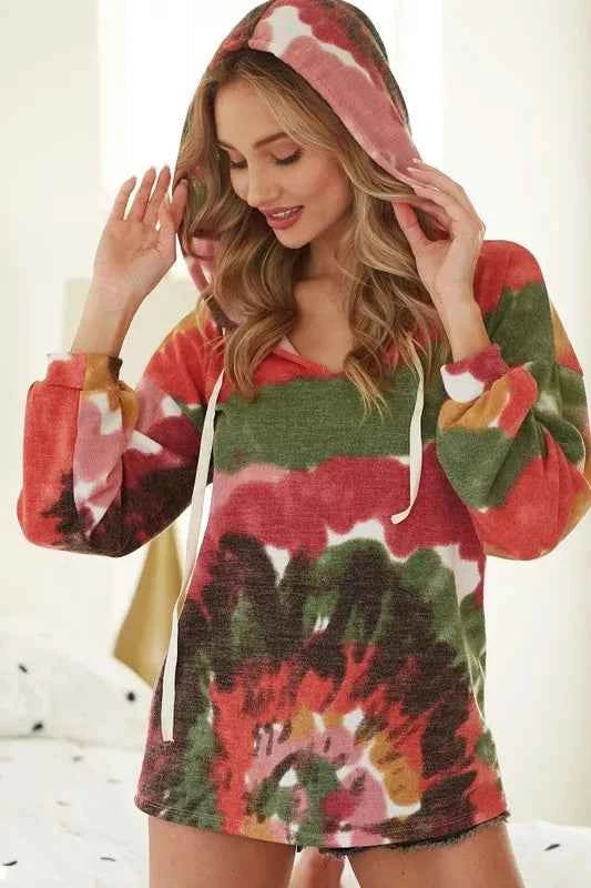 Tie Dye Knit Hoodie with Twill Tape 40e0da90045d4363bf530df85f416822-Max-Origin