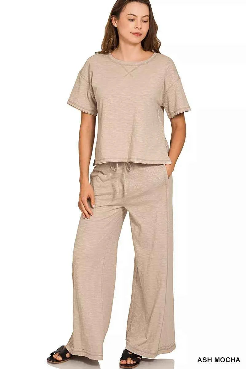 Zenana Cotton Slub Short Sleeve Tee and Pants Set ASH MOCHA 40e2ddc1e8544e20bcb6a6f374f9c840-Max-Origin