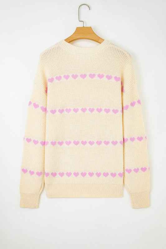 Valentine Heart Ribbed Knit Crewneck Sweater 40e6f552-7026-4e1f-a4e6-86e152e83514