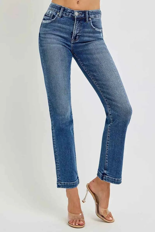 RISEN Full Size Tummy Control Elastic Band Mid Rise Straight Jeans Plus Size 41006cb240564ae9898585b98f64d547-Max-Origin