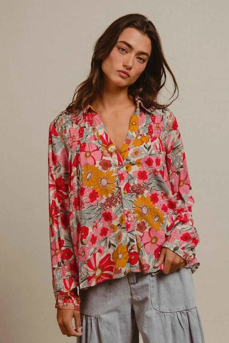 BiBi Woven Floral Printed Shirt Top 41009305bf7848d29b09eb88a024d0a6-Max-Origin