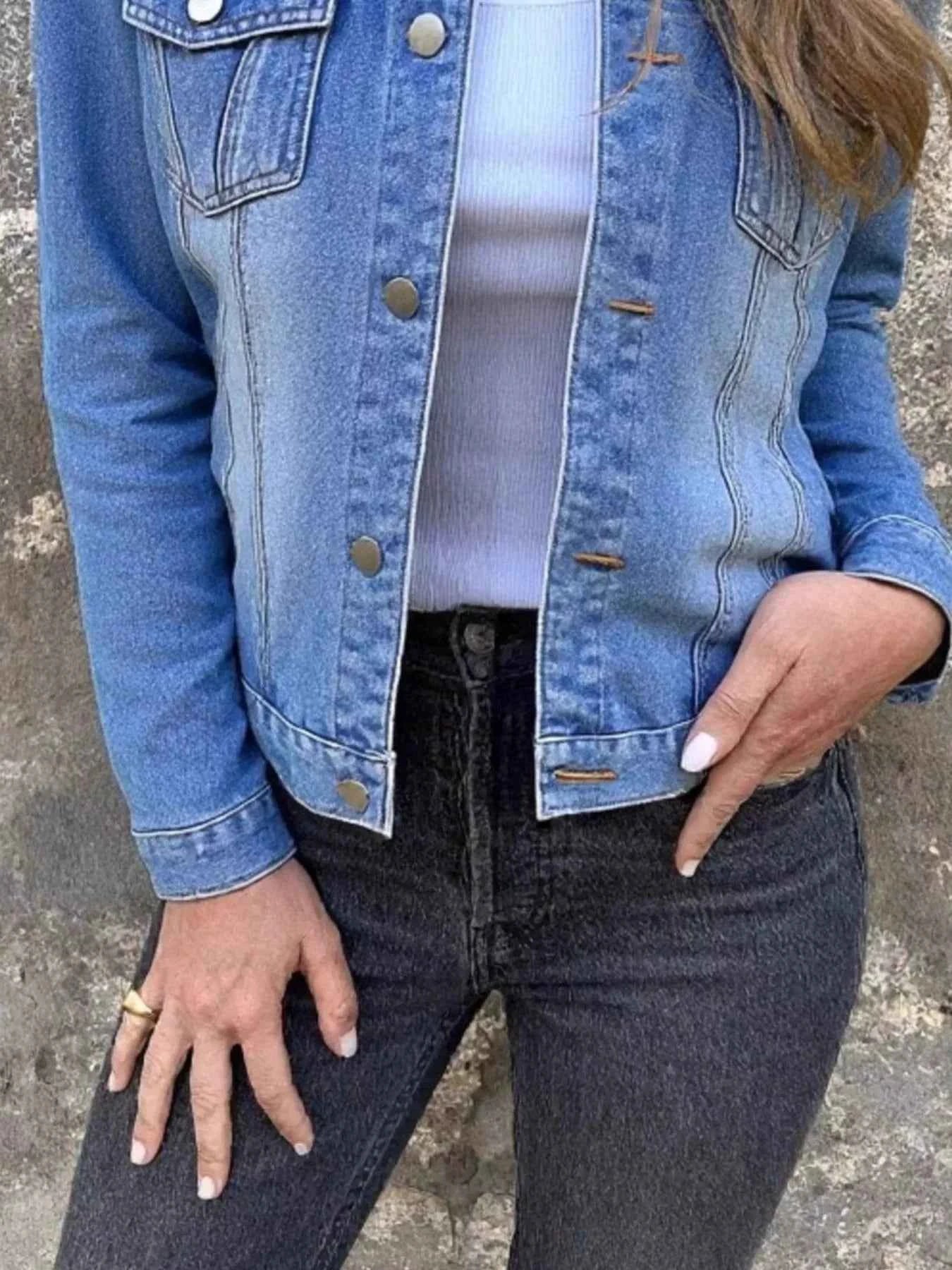 Full Size Button Front Long Sleeve Denim Jacket Plus Size 4102151f-8bd9-4ca7-a494-bd910c400a49-Max-Origin