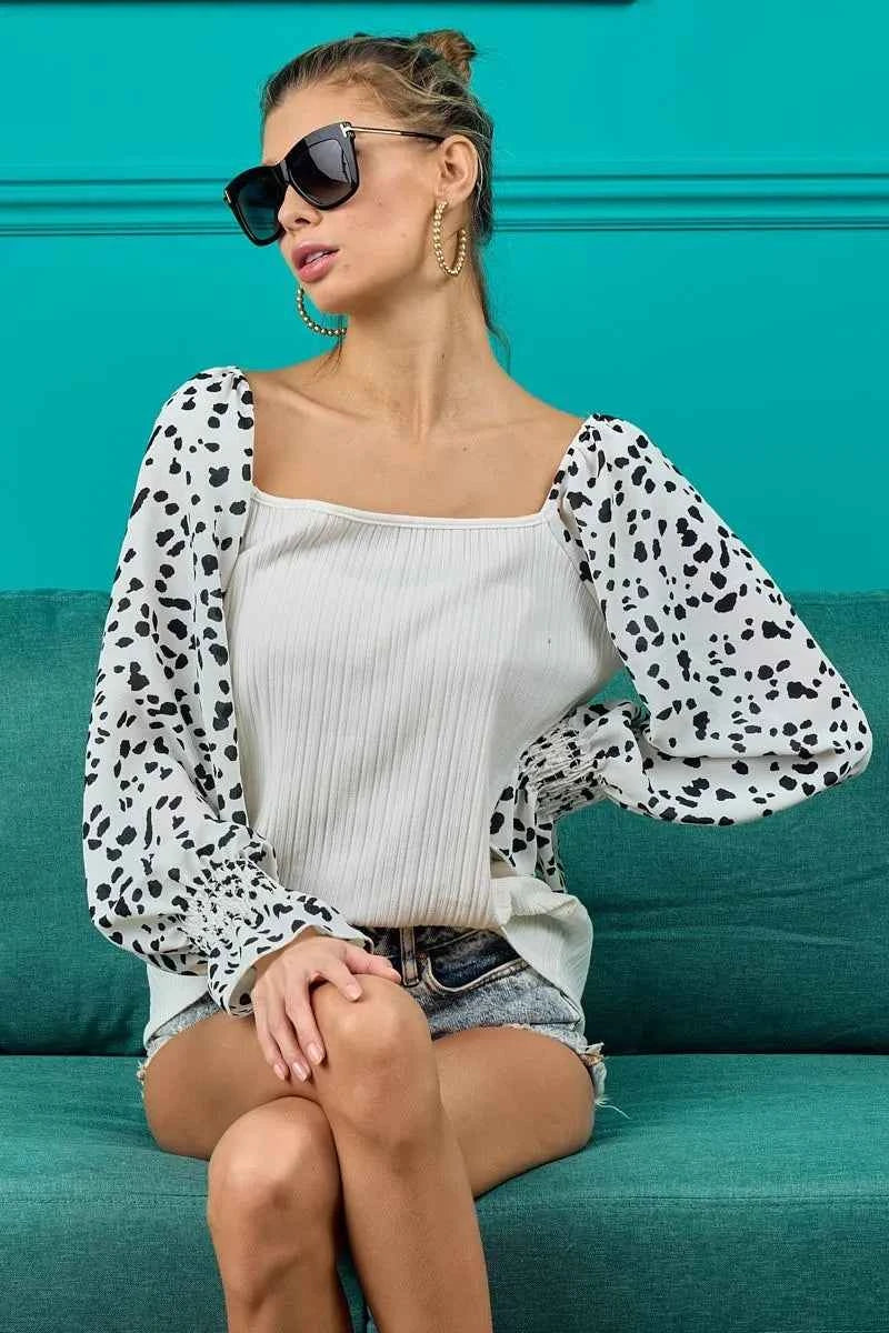BiBi Ribbed Top with Leopard Long Sleeves 4102eec6658546e09a0d2918f980df94-Max-Origin