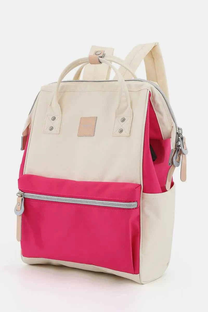 Himawari Water Resistant Canvas Backpack Bag with Side Pockets Magenta Cream One Size 411300cf-4a27-4abf-a4e9-4f52b520d8ce-Max