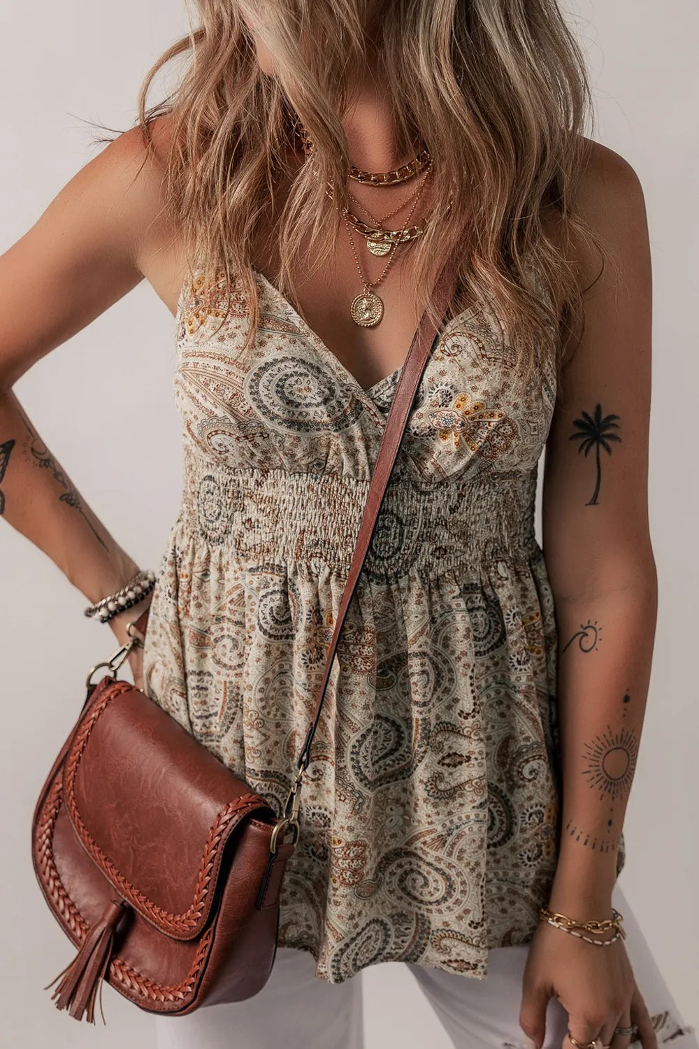 Paisley Printed Smocked Babydoll Cami 411d8841-d16f-4cf6-aacb-b57886651b19-Max-Origin