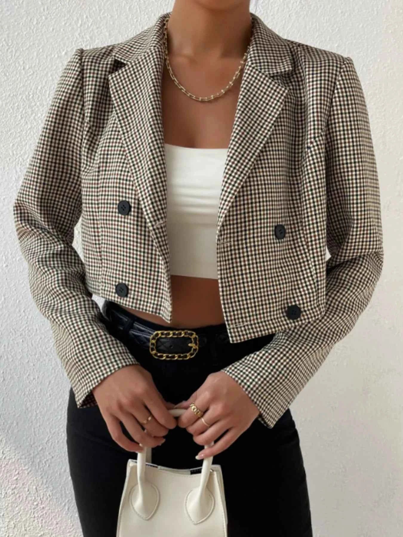 Plaid Lapel Collar Cropped Blazer 412307e629a34e309cd485ed13870e63-Max-Origin
