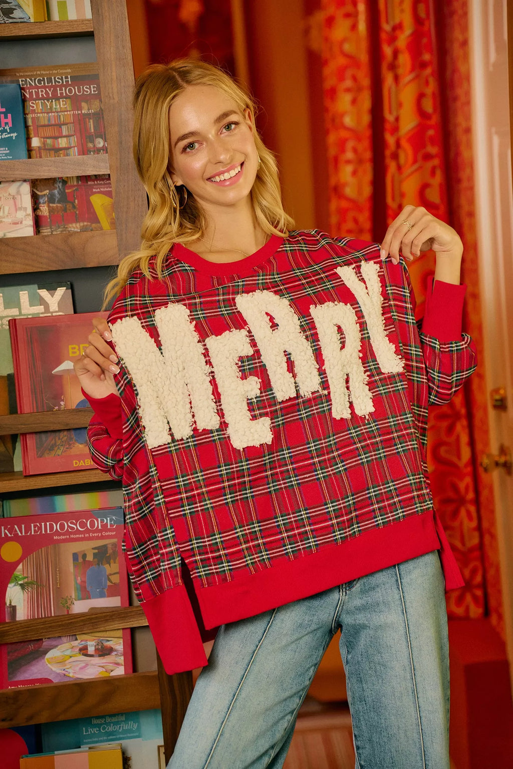 BiBi Merry Letter Patches Christmas Plaid Sweatshirt 412beb412c4f4c6f85c78f4018dc8a56-Max-Origin