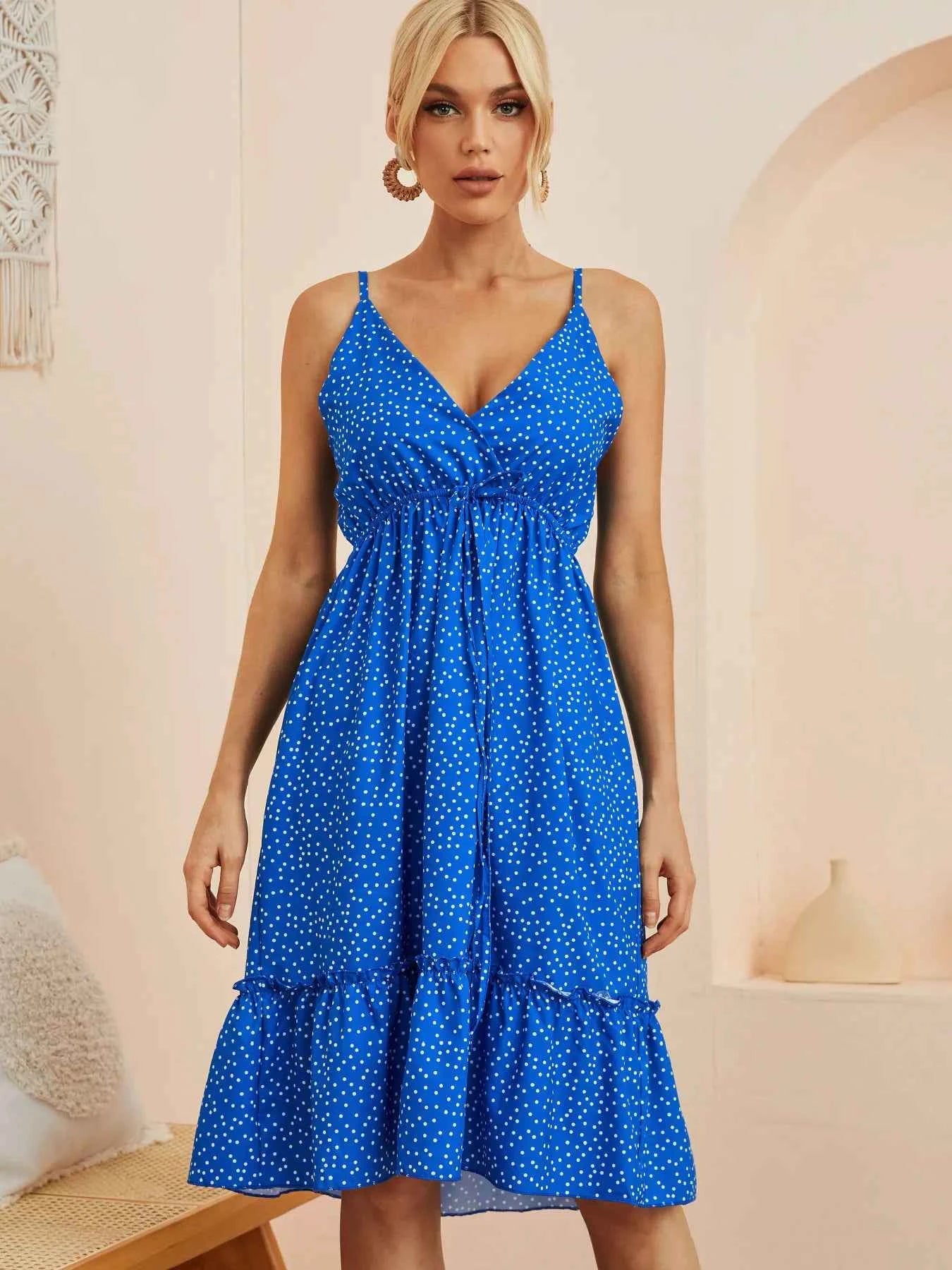 Polka Dot Ruffle Hem Mini Cami Dress Dark Blue 4134573f6c58495da5a708e825b7019d-Max-Origin