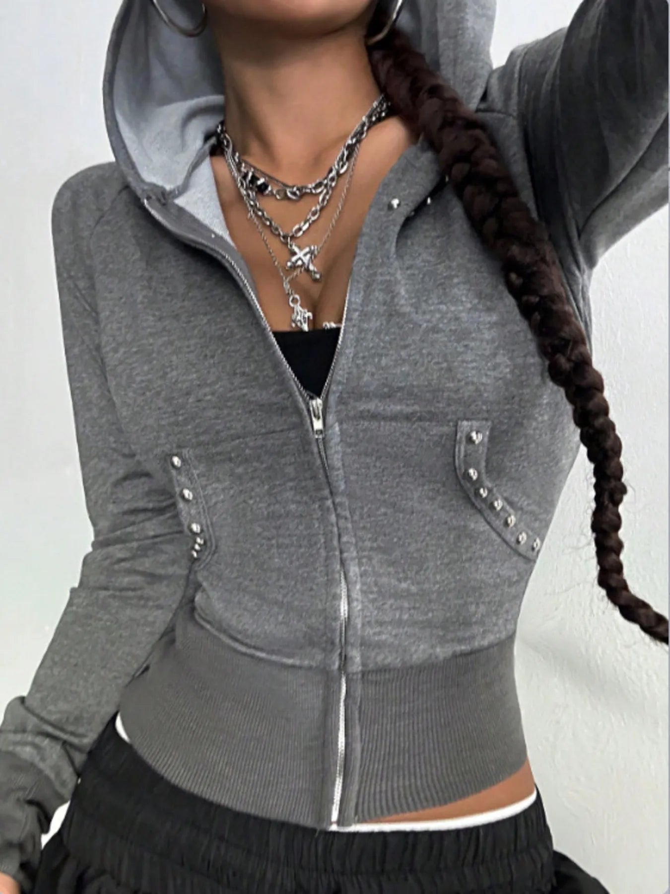 Zip-Up Long Sleeve Hoodie Dark Gray 414e3dc36e3740db806d448a05eb68d4-Max-Origin