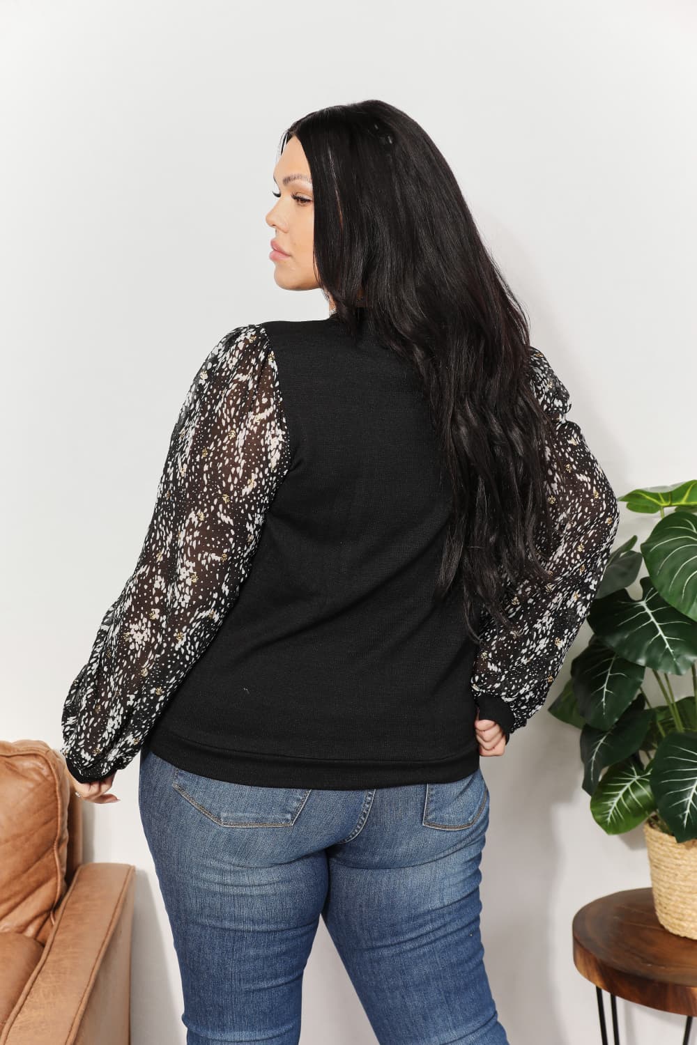 And The Why Full Size Foil Printed Sleeve Top 41595055cc214bd39dffdaf3eec1736e-Max