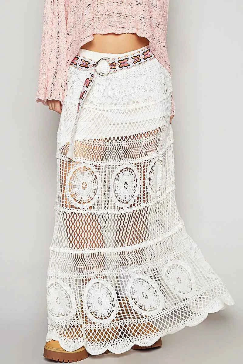 POL Crochet Floral Flared Skirt with Elastic Waist Band OFF WHITE One Size 415e4a7a-1008-484b-893b-03974e854c5a-Max-Origin