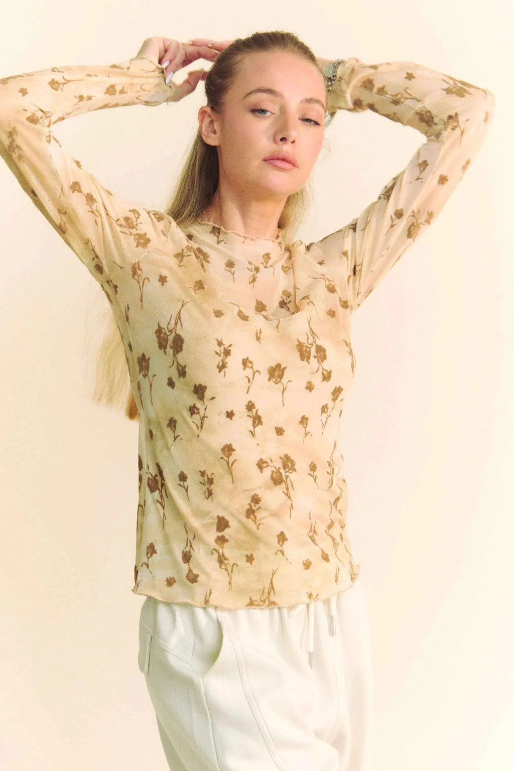 Davi & Dani Floral Mesh Long Sleeve Sheer Layering Top 4170523fa3cd4ef1b972c1352531de95-Max-Origin