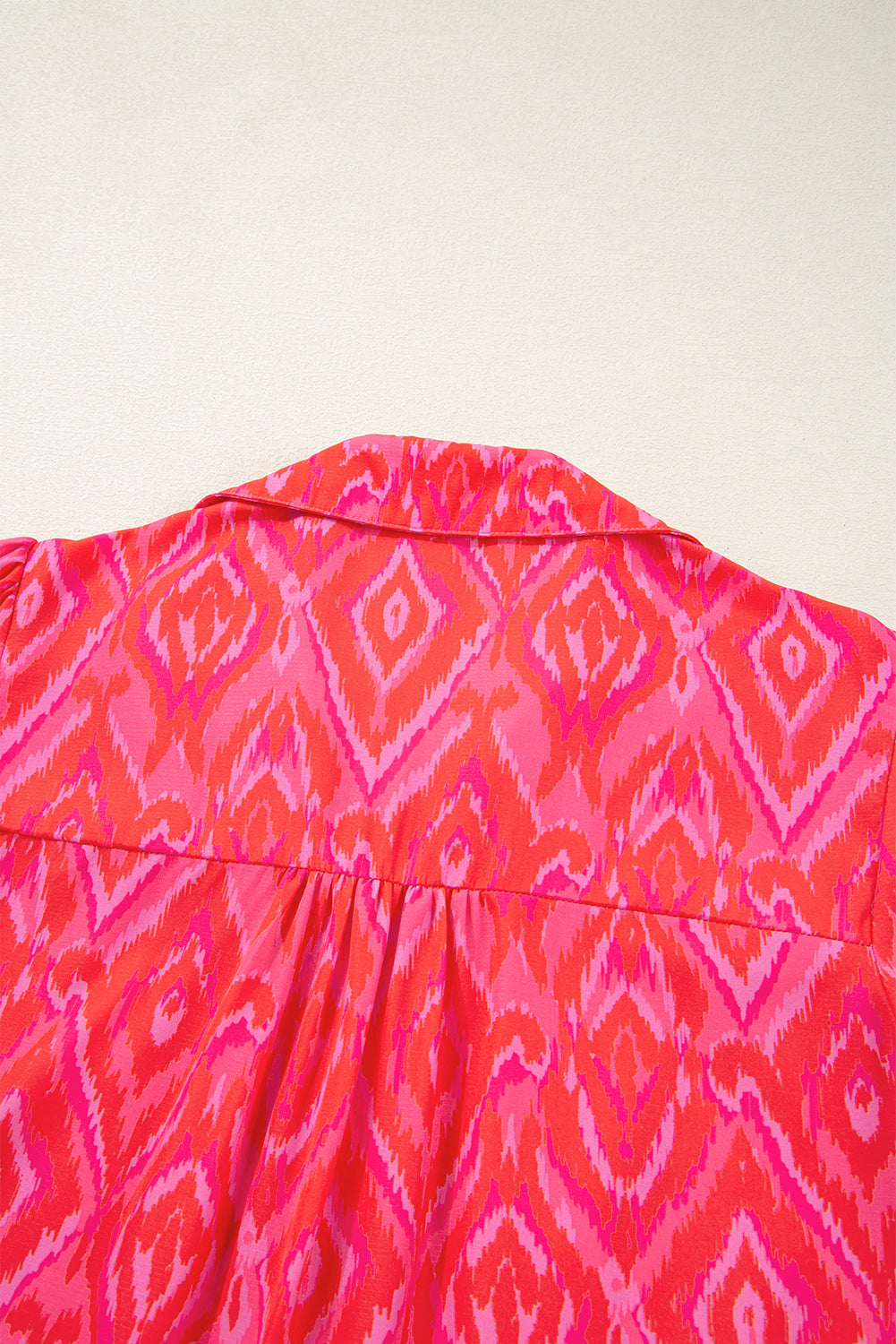 Strawberry Pink Abstract Print Puff Sleeve Shirt 4173969e9a99c93b