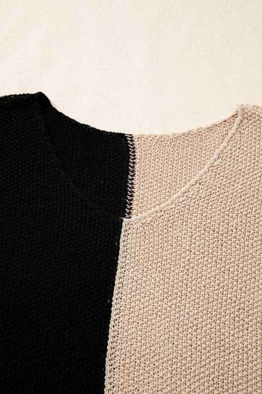 Colorblock Knit V-Neck Sweater 41ad9755-7320-4a98-a0fb-27bdeb97b5a0