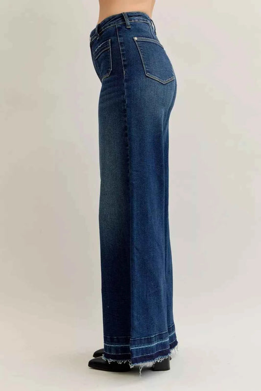 High Waist Palazzo Jeans with Front Patch Pockets 41b75fd52bf94f6288be44e4f6ffbcc6-Max-Origin