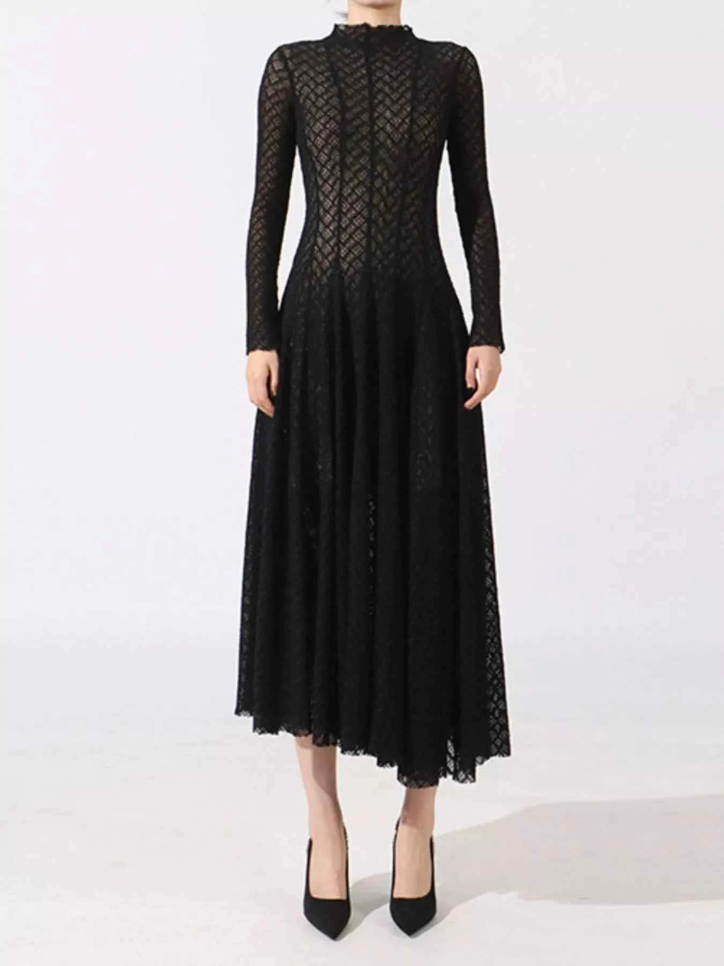 Lace Mock Neck Long Sleeve Dress 41bd4014-f234-49ec-8a23-6ab545e519b0-Max-Origin
