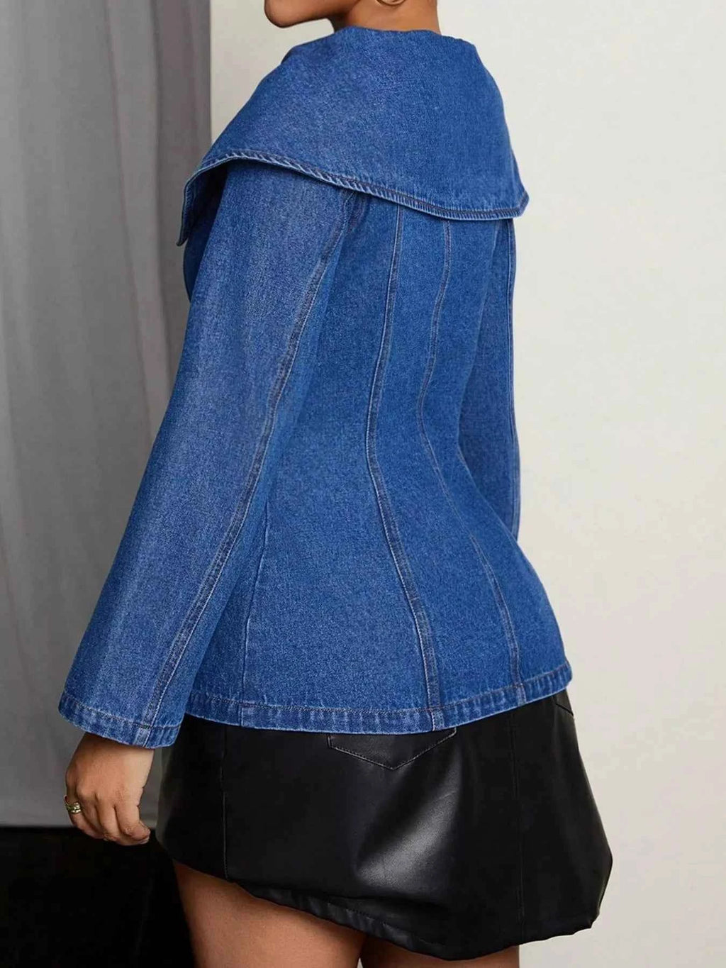 Button-Front Long Sleeve Denim Top 41c11a43fce44f978a855b220877543e-Max-Origin