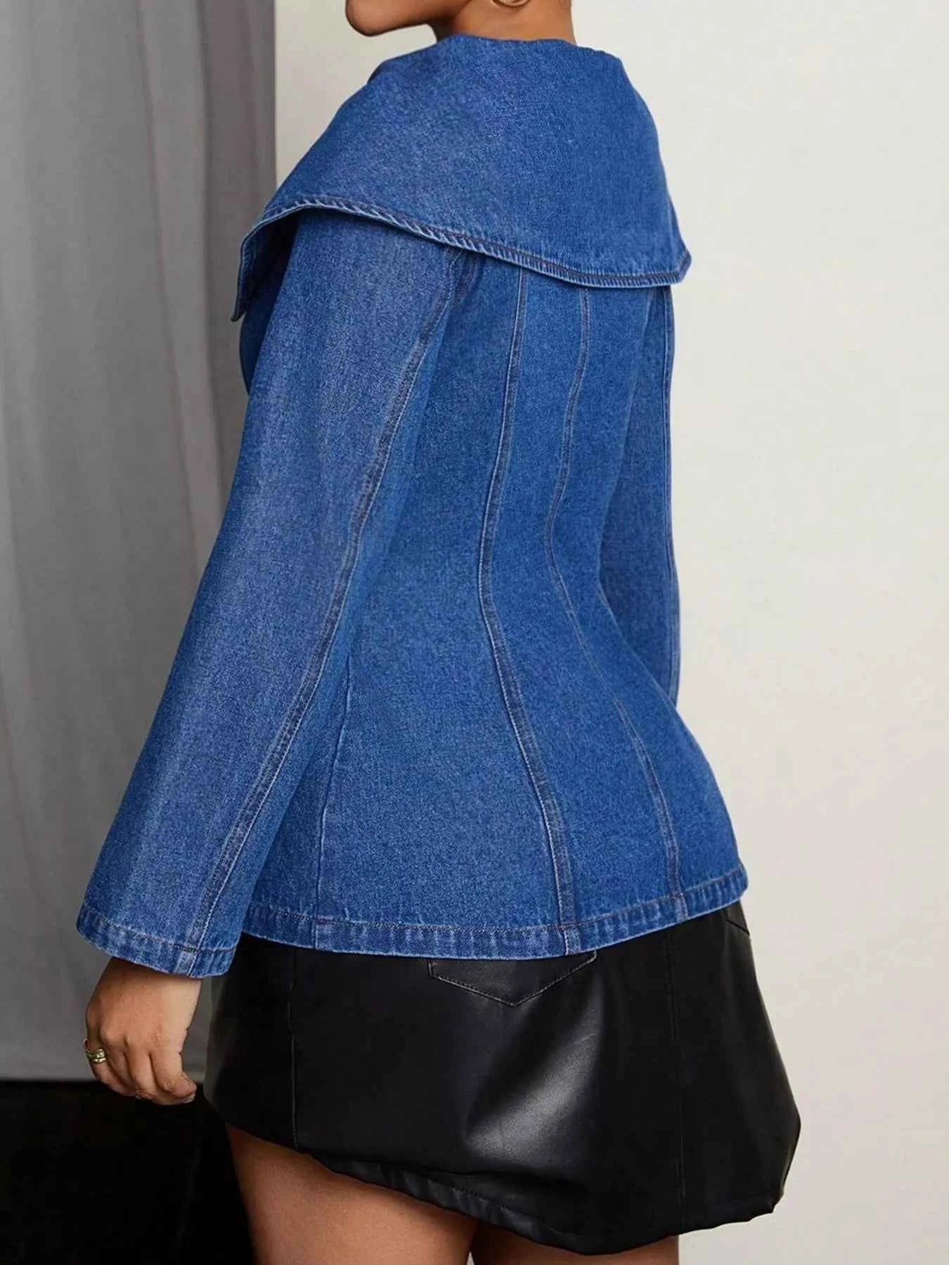 Button-Front Long Sleeve Denim Top 41c11a43fce44f978a855b220877543e-Max-Origin