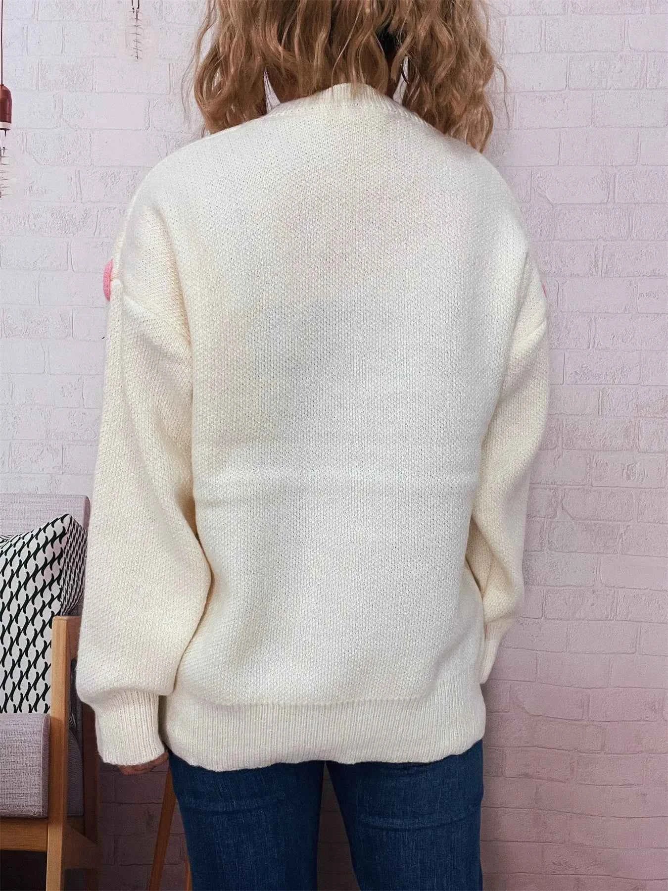 Bear Decoration Round Neck Sweater 41c47a0a152045c6b354b639ee1bdea6-Max-Origin