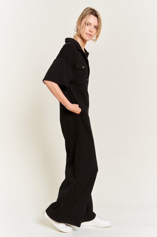 Basic Collar Shirt Wide leg Jumpsuit 41d16c3e-444a-43dc-a4e6-ce6f72131cec