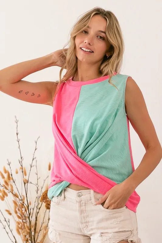 BiBi Slub Terry Color Block Twisted Top 41da1d885e0346a682d683fa8b705760-Max-Origin