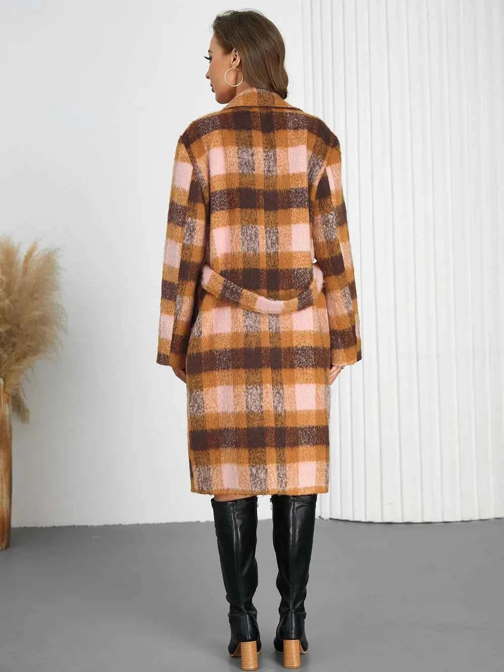 Tied Plaid Collared Neck Coat 41e7e976-c4f0-4584-b1c3-3dc3c4d10042-Max