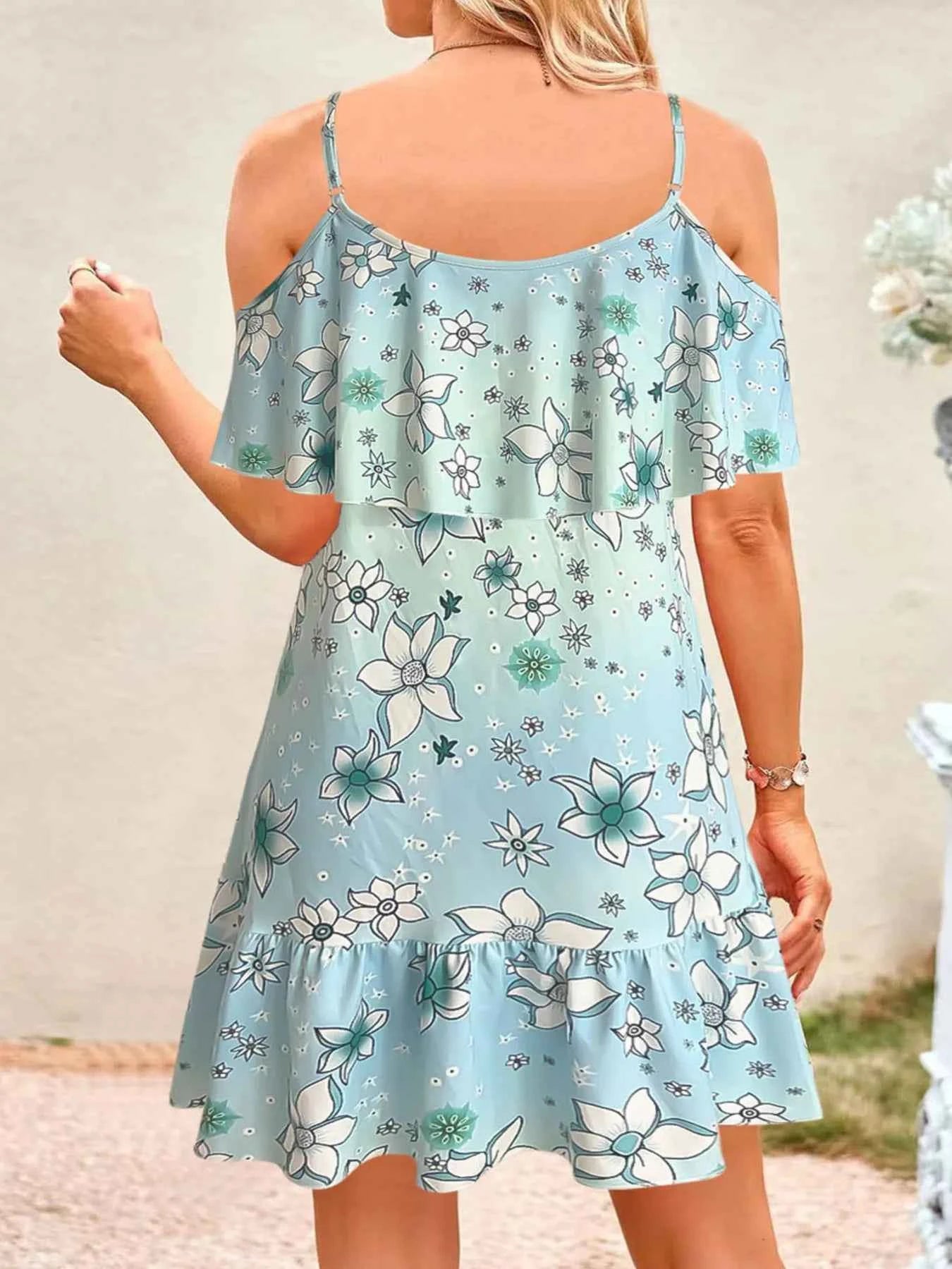 Floral Cold Shoulder Ruffle Mini Dress 4211ef77afd24810954a780faa1b3e4c-Max-Origin