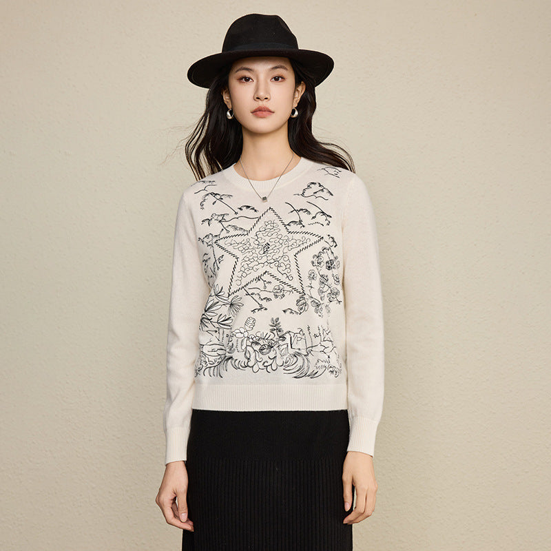 The Star & Floral Embroidered Wool Sweater 421AFFB31685D4F3F2FA820D89BFAFE8_c76b0f5d-7db1-4b20-8e81-5f5dc0b0f5d6