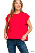 Zenana Scuba Short Sleeve Sweatshirts RUBY 42205fac75714674ab751a7f9f861fd1-Max-Origin
